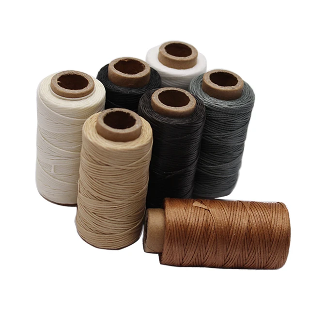 50M 150D 0.8Mm Flat Waxed Sewing Line Thickness Waxed Thread For Leather  Waxed Cord For Leather Craft Hand Stitching Thread Color: Brown
