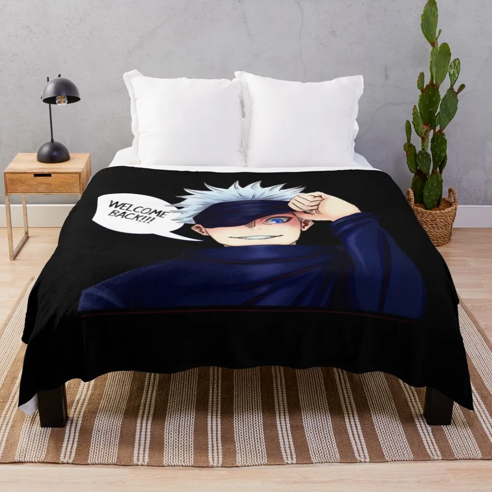 

Gojo Satoru Throw Blanket Plaid on the sofa warm for winter Nap Blankets