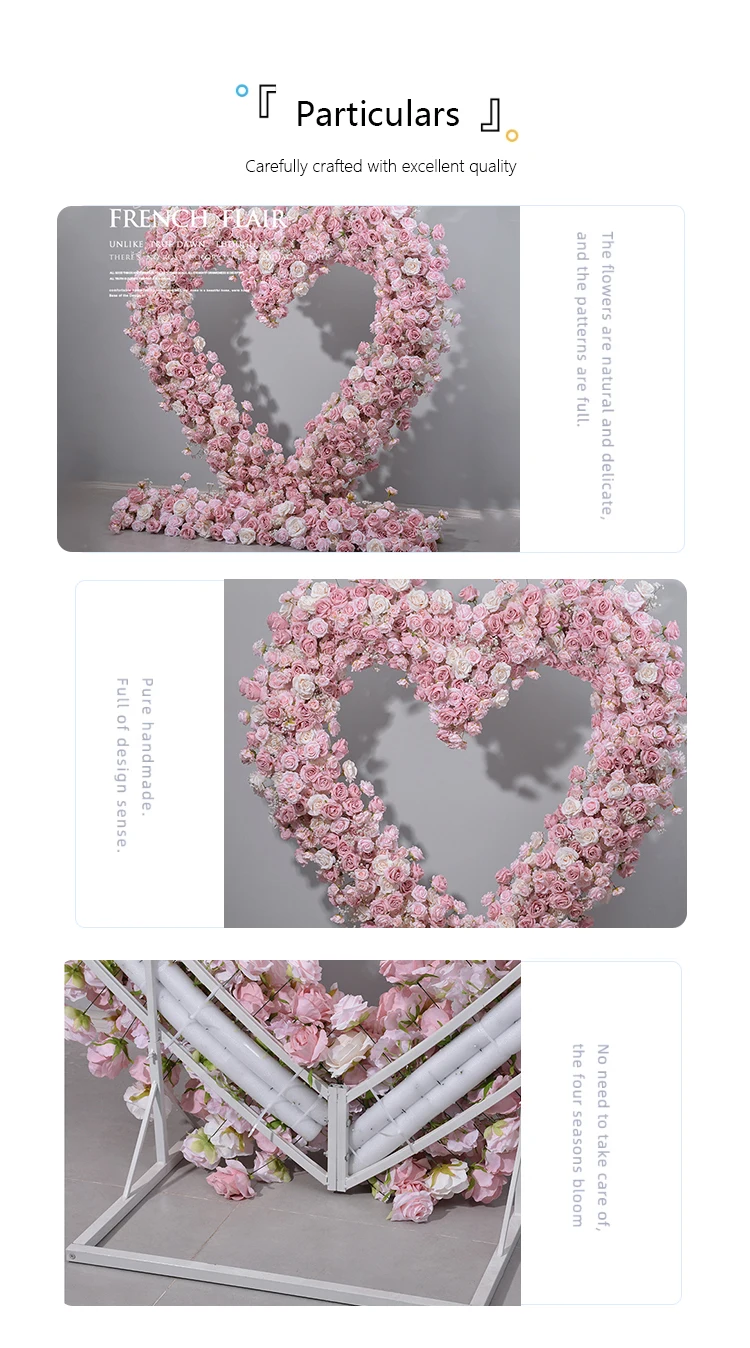 Description Picture 4 of itemLuxury pink Customized Artificial Rose Flower Row Arch Wedding Decoration Outdoor Event Party Backdrop Decor Table Flower ball