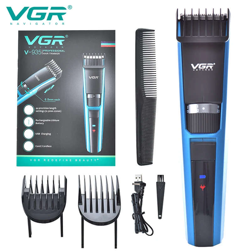 

VGR Professional Hair Clipper Hair Cutting Machine Adjustable Haircut Cordless Barber Rechargeable Trimmer Men LED Display V-935