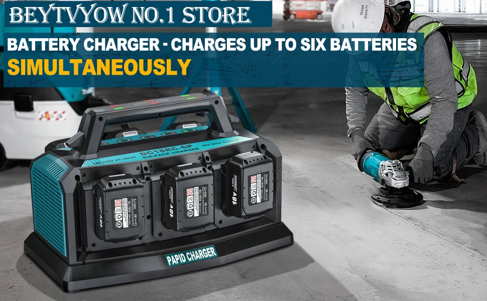 Beytvyow 6-Ports Rapid Meanwhile Multi Battery Charger Station Fast Charger Comp