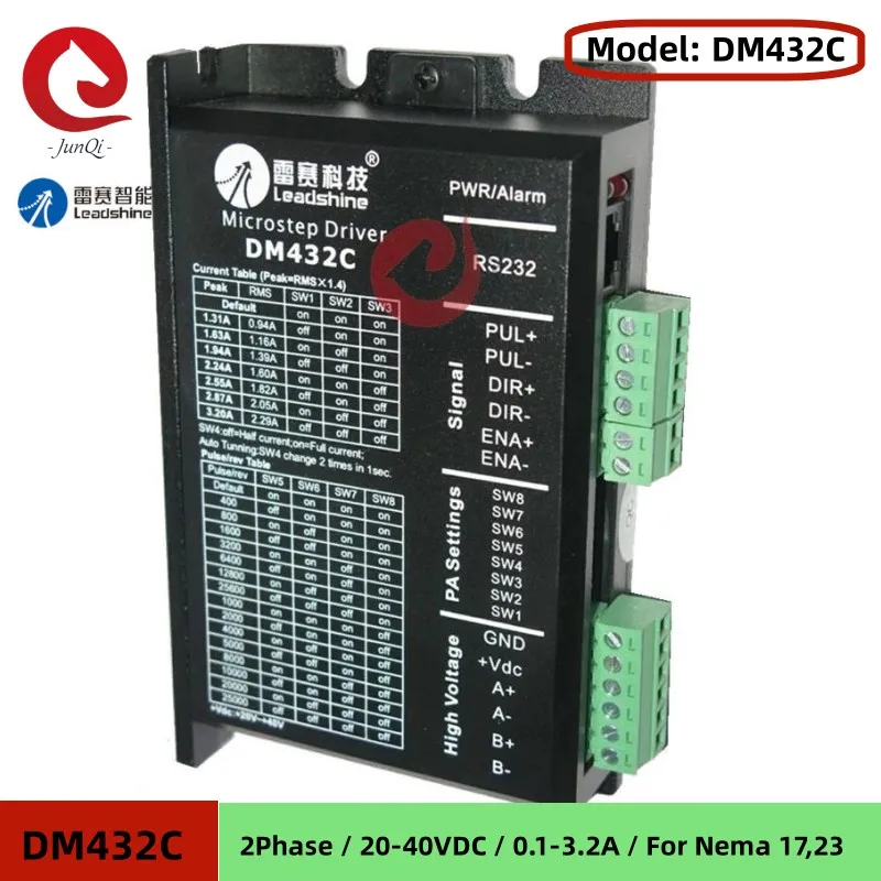 

DC20-40V Leadshine digital stepping motor driver DM432C for NEMA 14 to Nema23 stepper motor current from 0.1A to 3.2A