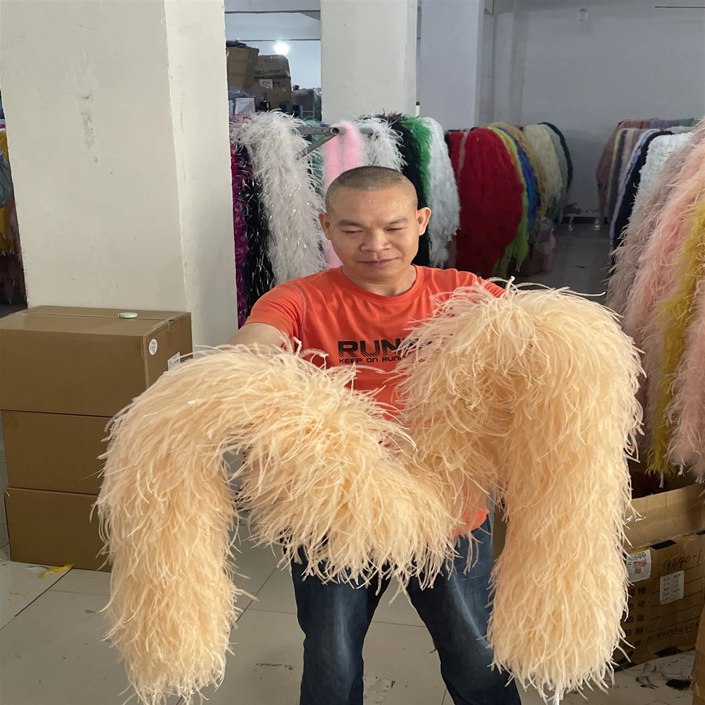 10/15 Layers Natural Ostrich Feather Boa Shawl High Quality Ostrich  Feathers Scarf for Wedding Dress Dcoration Boas Customized