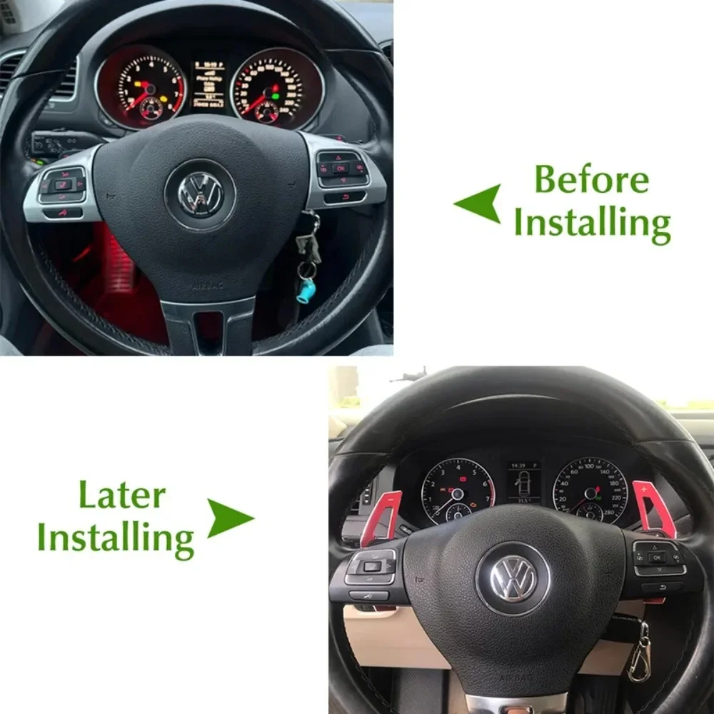 DSG 스티어링 휠 패들 익스텐션 시프트 커버 (폭스바겐 골프 5 6 MK6 GTI R 제타 MK5 파사트 B6 B7 CC 폴로 샤란 티구안 시트 레온 용)