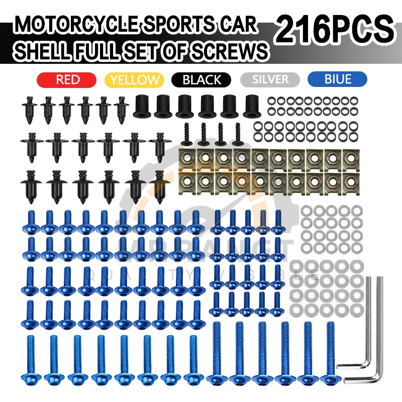 216Pcs Fairing Bolt Nut Body Screws For Yamaha Yzf R1 R3 R6 R6S R25 Fz1 Fz6 Fz8 Mt07 Mt09 Fz07 Fz09 Tracer Fzr 600 750R