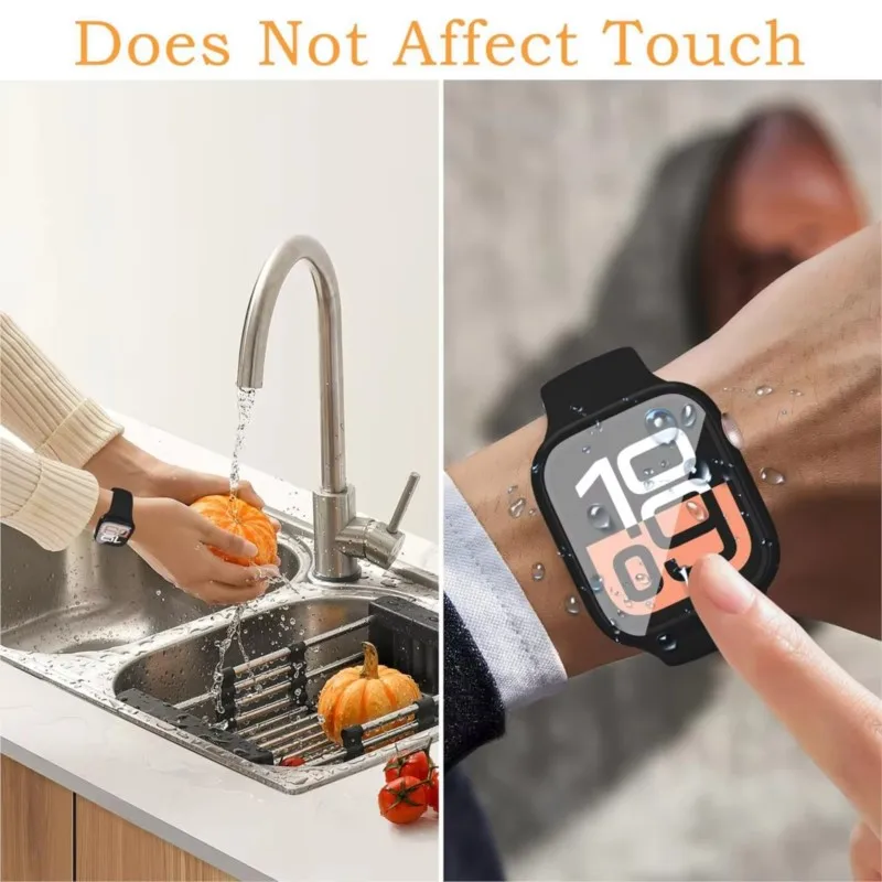 Premium Tempered Glass Apple Watch Protective Case - 360° Full Coverage + PC Bumper