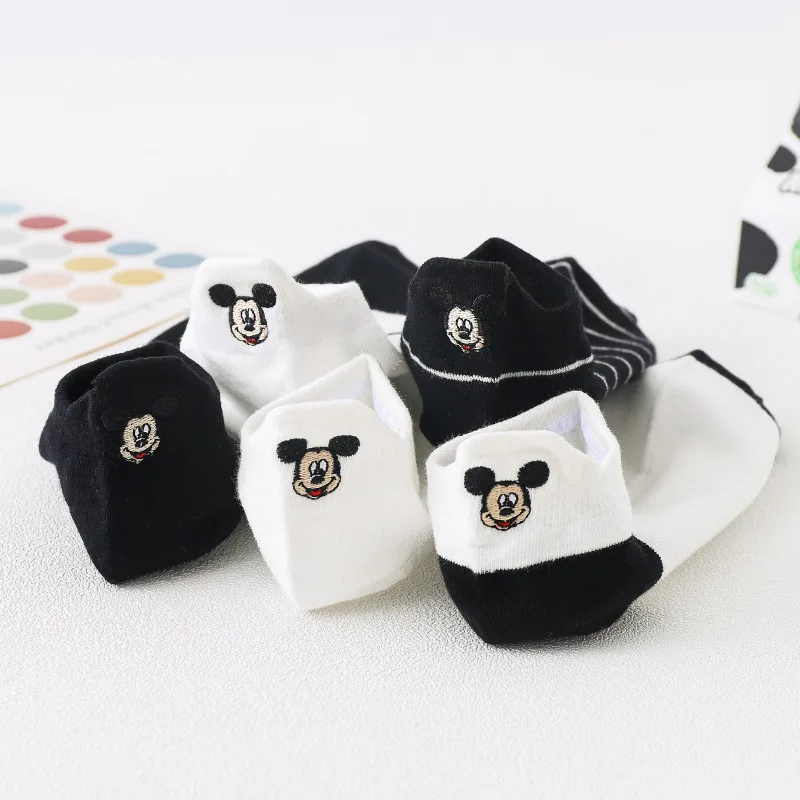 

1 pair New Disney Anime figure Summer thin Mickey Minnie mouse sock Cartoon casual x boy and girls Princess socks White cute min
