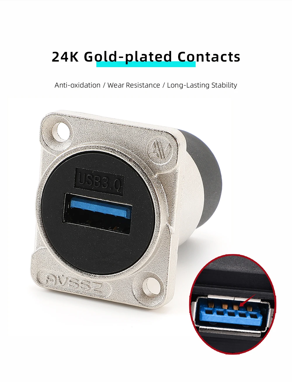 USB2.0/3.0 Modul-Buchse Typ D Anschluss USB-Datenkabel-Scanner Einbau 86 Panelmontage Ohne Schweißen Doppelpass-Docking-Adapter – Detail 9