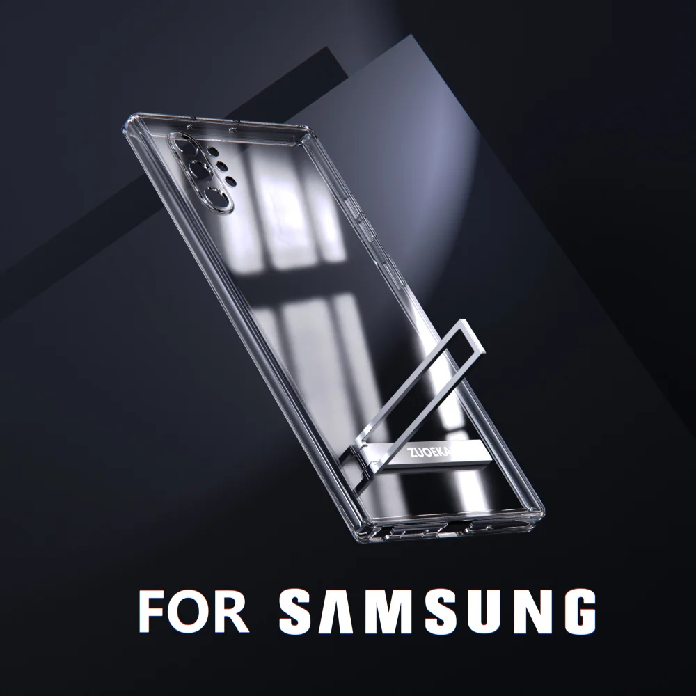 Luxury Transparent Holder Stand Shockproof Clear Soft Back Cover Case