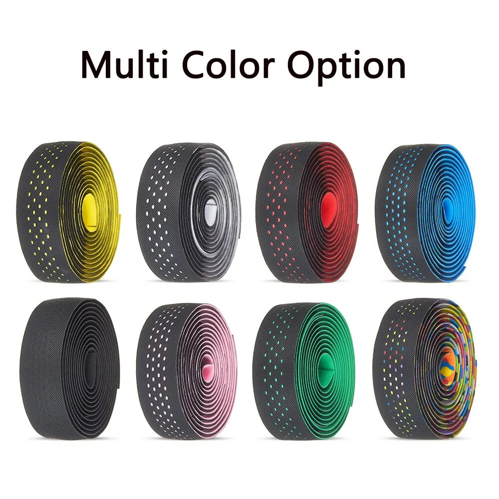 Bike Handlebar Tape Soft Road Bike Bicycle Handlebar Cork EVA PU Bar Tape Professional Cycling Damping Anti-Vibration Wrap With 2 Bar Plug