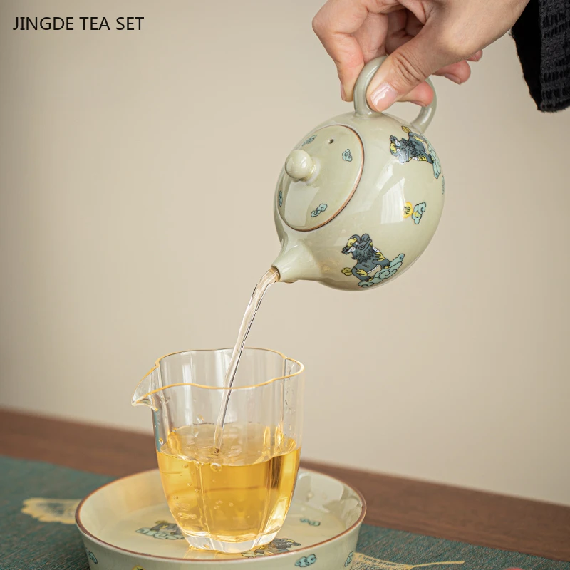 1PCS 210cc Ceramic Xishi Pot High end Home Office Reception Ball Hole Through Follicle Teapot Kung Fu Tea Set