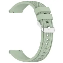 Engraved Stripes Silicone Watch Strap Band for 20mm (Rose Green )