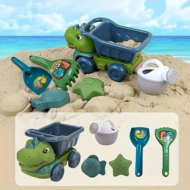 1set Engineering Vehicle Sand Beach Toy Set & Dinosaur Sand Car Toy Set Suitable For 3-6 Years Old Children 5