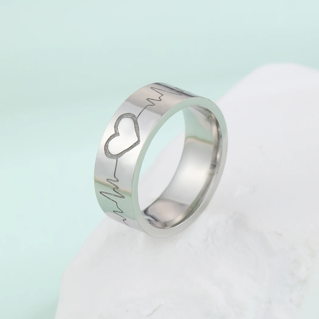 Todorova Anello Per Monitor Con Battito Cardiaco In Vero Ekg Inciso In Acciaio Inossidabile Per Uomo Love Elettrocardiogramma Segnale Regalo Di Gioiel