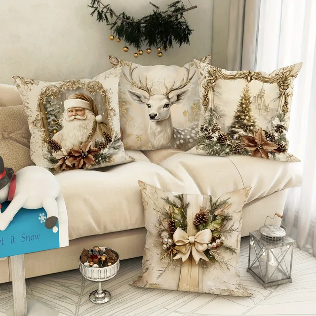 Christmas decoration pillowcase Santa Claus Reindeer Christmas Tree pillow cover Sofa cushion suite room home decoration 2