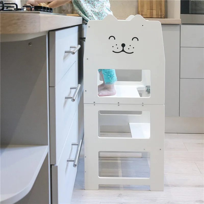 XIHATOY Montessori Adjustable Height Kitchen Step Stool Kids Foldable Learning Stool Toddler Kids Learning Tower Kitchen Helper
