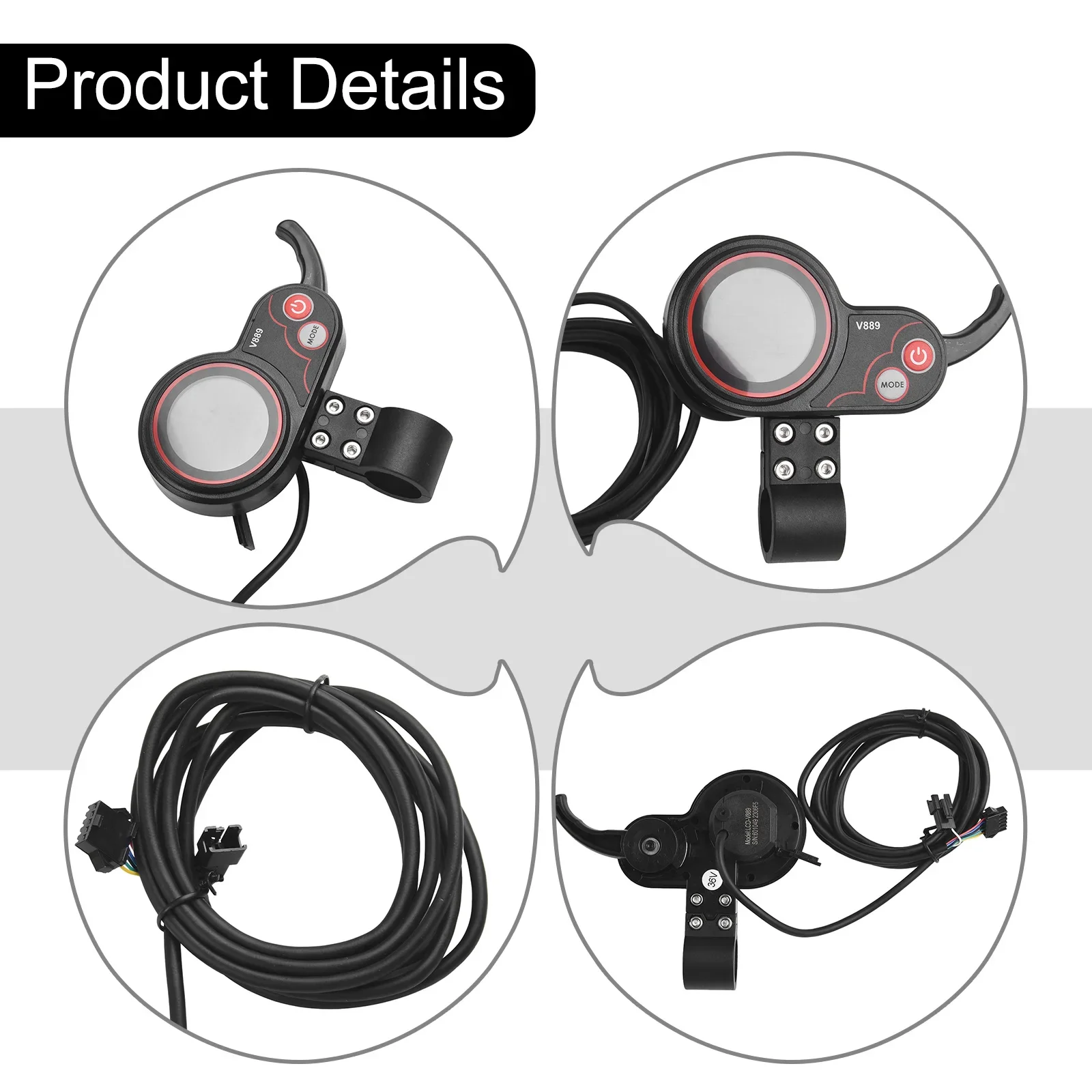 Ebike Display For No.2 Protocol Hook Finger Throttle Meter SM Electric Scooter V889 Color 6PIN SM