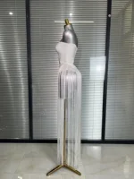 Summer New Women Sexy White Red Tassel Bandage Bodysuit Celebrity Designer Bodysuit Dancer Night Club Stage Stage Costume - Image 5