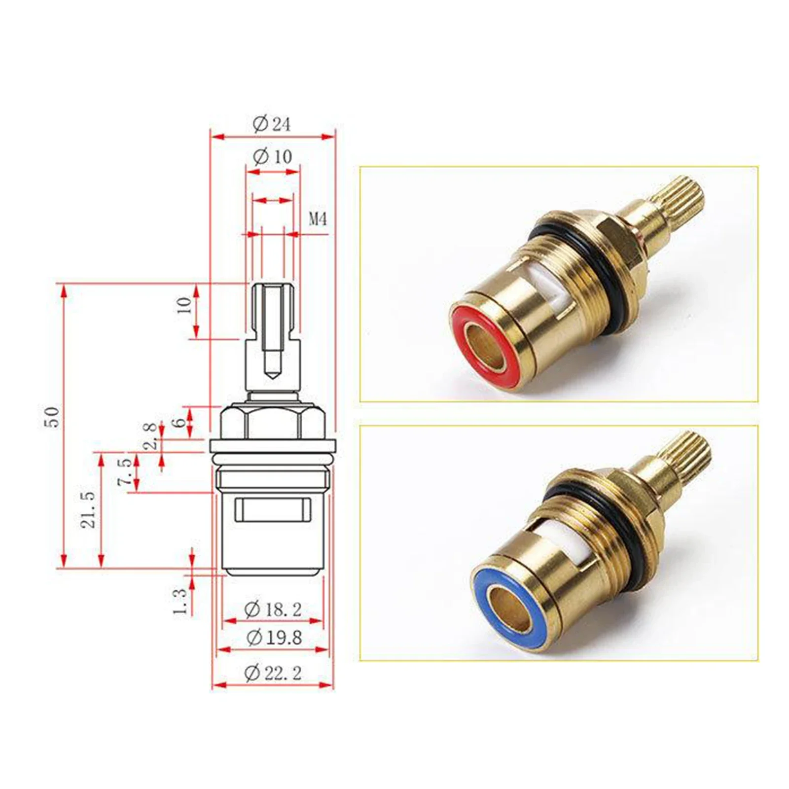 1/2pc Universal Replacement Tap Valves Brass Ceramic Disc Cartridge Inner Faucet Valve for Bathroom, Clockwise or Anti-clockwise images - 6