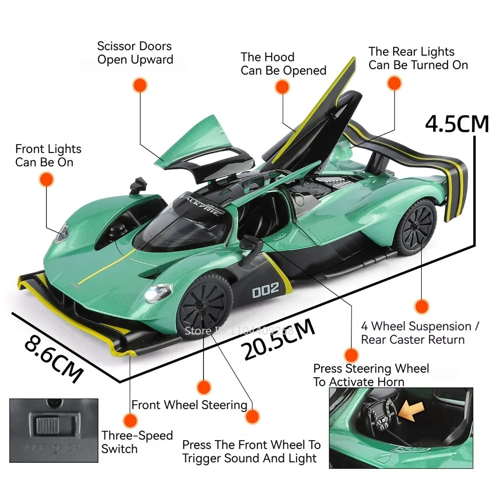 1:24 Scale Diecast Alloy Supercar Toy with Sound & Light - Pull-Back Miniature for Kids' Collection & Gifts