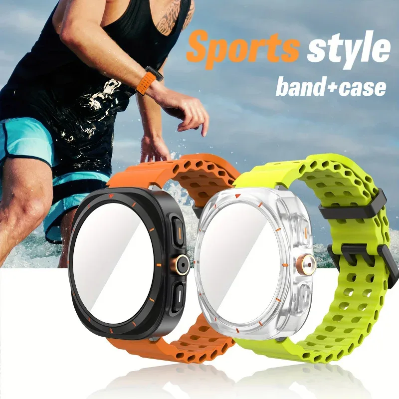 Premium Deluxe Watch Accessory Set - Ultra-Look Protective Case with HD Tempered Glass and Breathable Strap