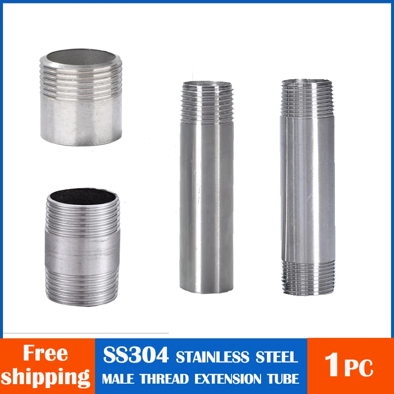 

304 Stainless Steel BSP Male Thread Extension Tube Pipe Fitting Water Pipe Adapter 1/8" 1/4" 3/8" 1/2" 3/4" Tow way
