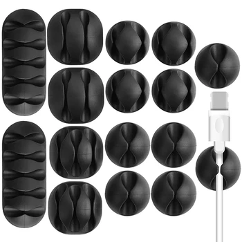 คลิปสายซิลิโคนสำหรับจัดการเดสก์ท็อปสาย USB ที่เข้ากันได้คลิปสายเคเบิลที่ชาร์จโทรศัพท์ตัวจัดระเบียบสายไฟสำหรับบ้านรถ 1