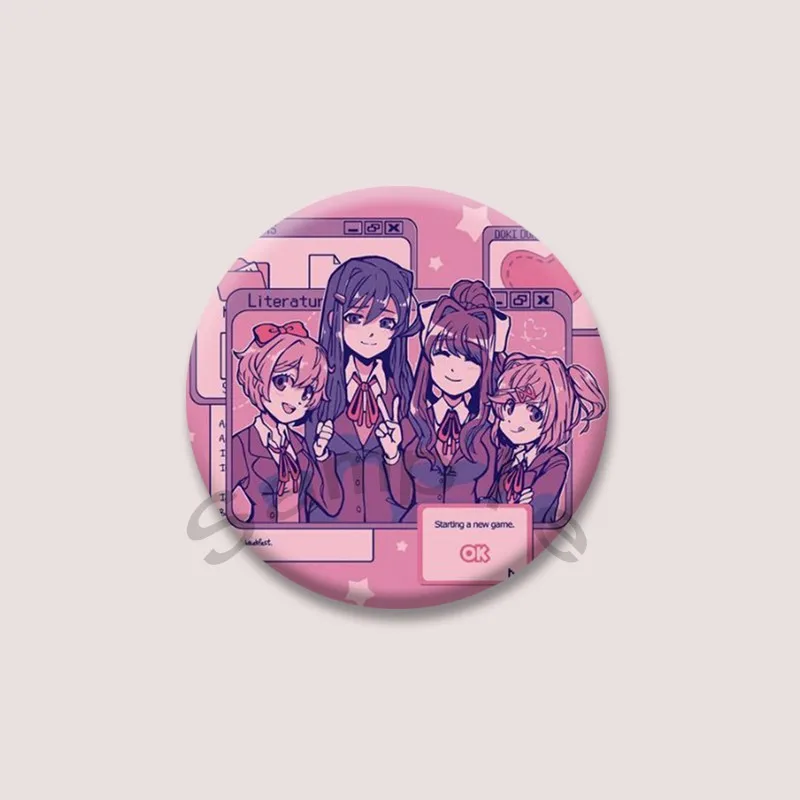 Spiel Doki Doki Literature Club Button Pins Cartoon Natsuki Monika Runde Brosche Rucksack Hut Abzeichen Zubehör Fans Schmuck Geschenk – Detail 7