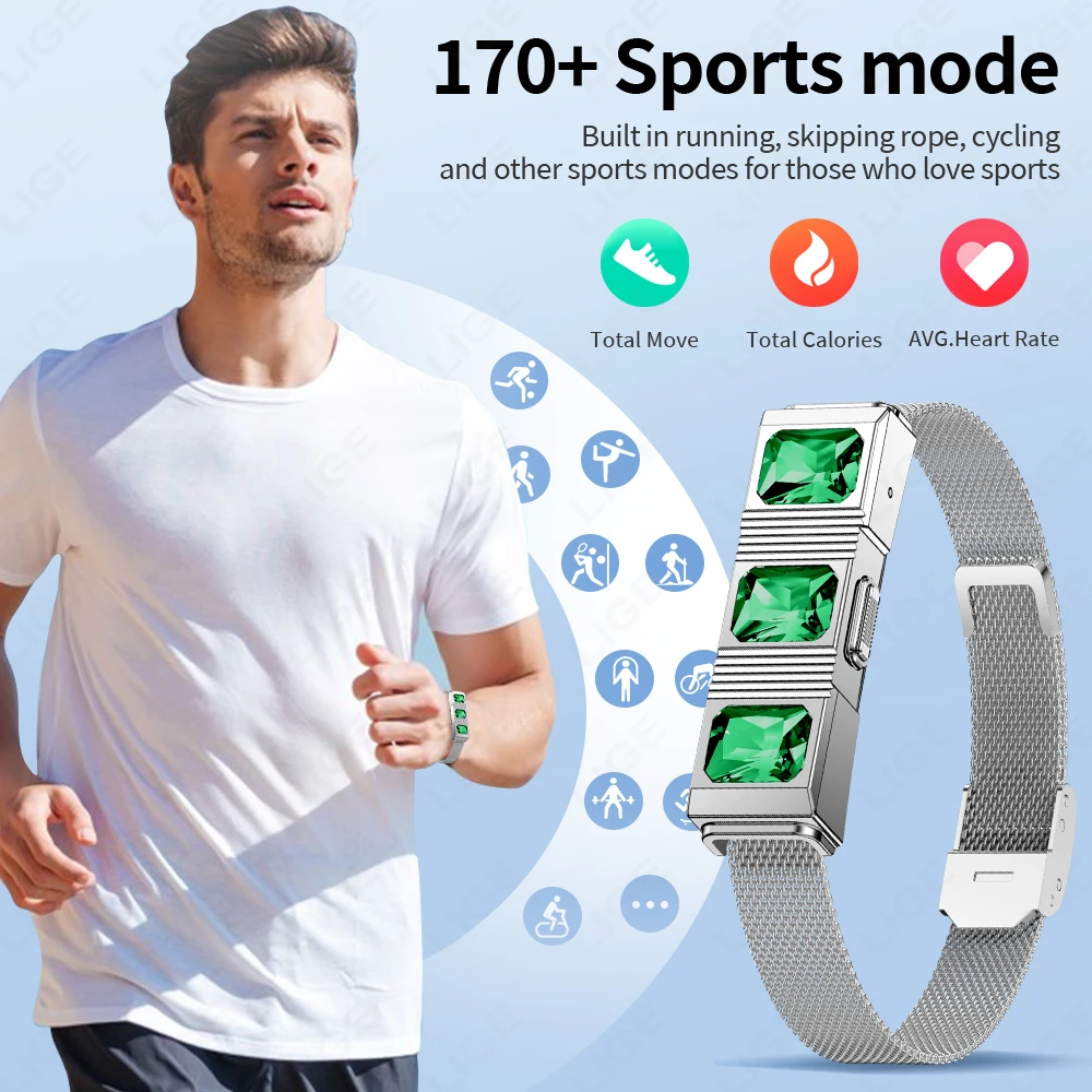 Fashion Rhinestone Smart Bracelet Health Tracker Sleep Heart Rate Monitor Sport Band Smart Watch 1ATM Waterproof For Android IOS