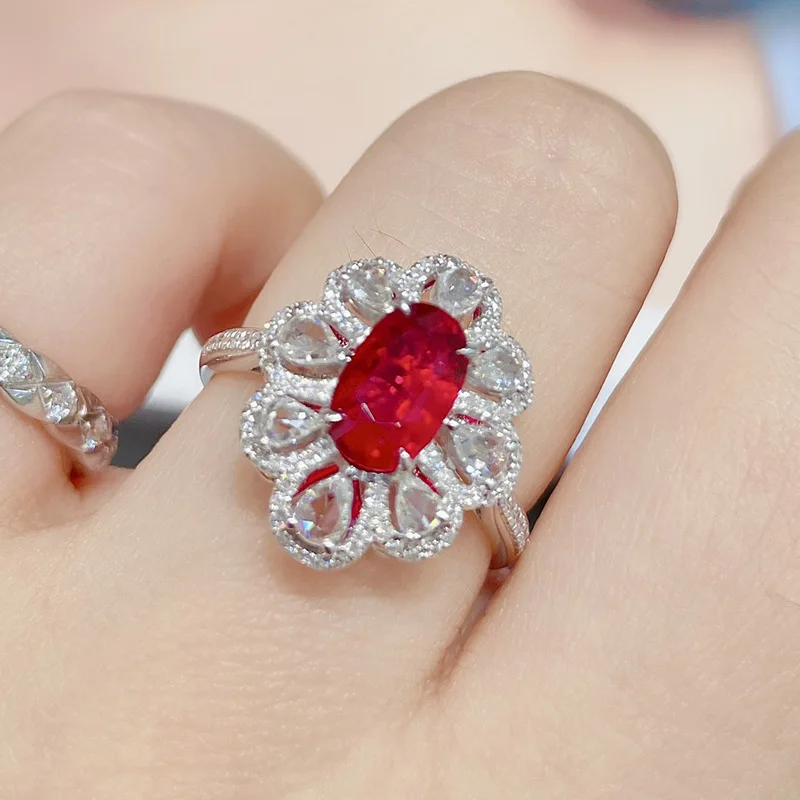 

100% 925 Sterling Silver Real Ruby Gemstone Ring for Women Fine Anillos De Silver 925 Jewelry Ruby Jewellry Bizuteria Rings Box