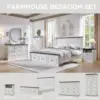 King Size Bed Frame with 51" Tall Headboard, Wood Platform Bed Frame with 20" Tall Roman Column Decoration Footboard (White) 6