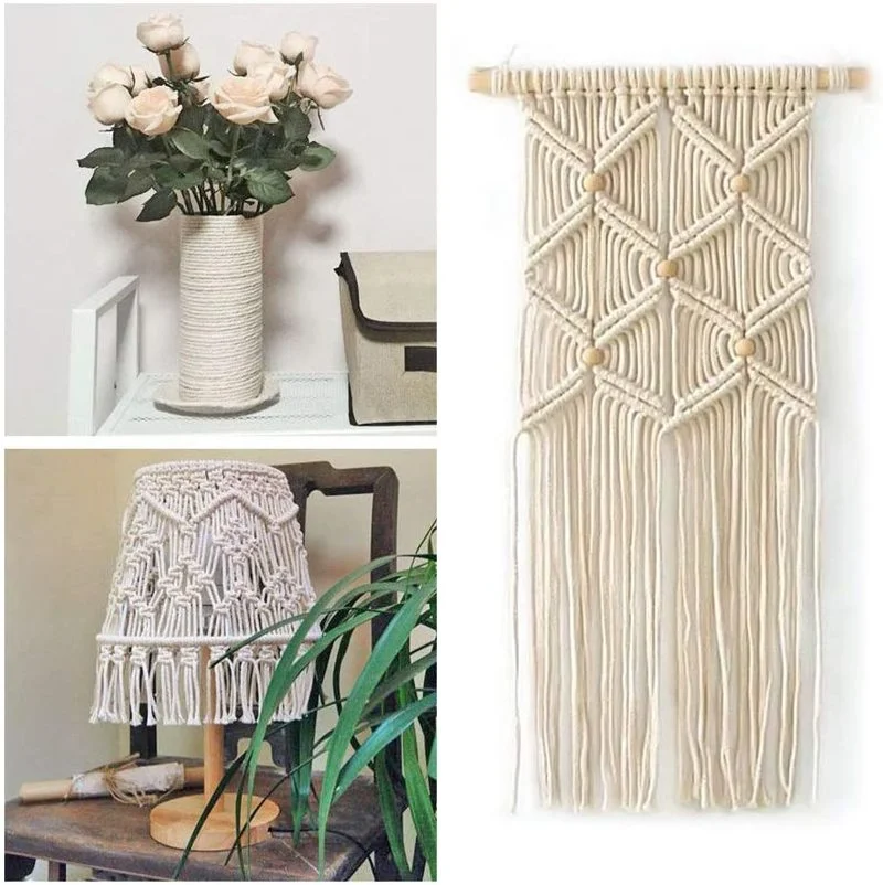 Macrame Cord 3mm 4mm 5mm 6mm 3 Strand Twisted Cotton Cords Rope For Handmade Beige String DIY Home Wedding Wall Hanging Craft cotton rope,macrame cord