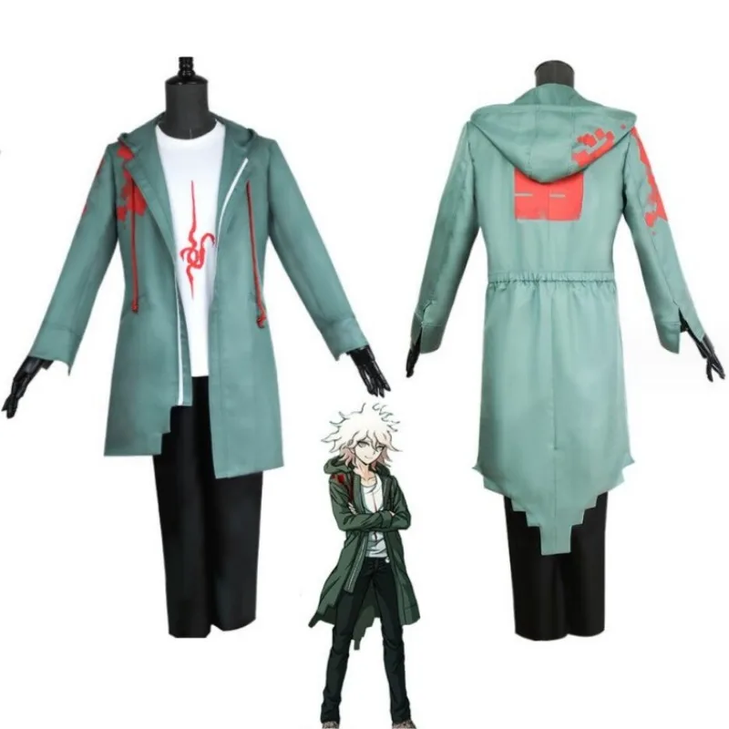 

Game Danganronpa Nagito Komaeda Cosplay Costume Men Windbreaker Coat T-shirt Pants Suit Halloween Daily Anime Party