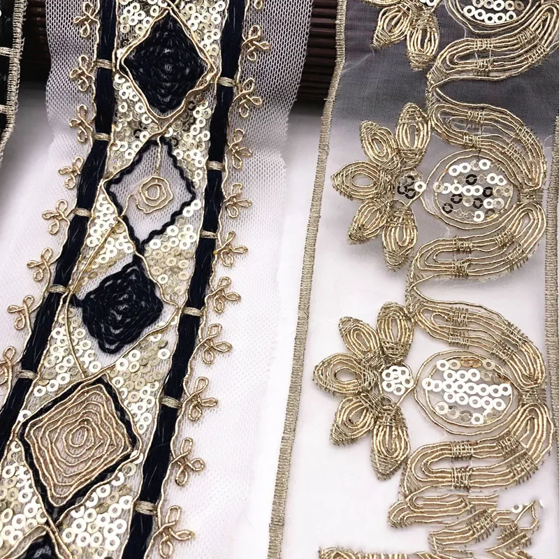 Lace ribbon Lace sewing supplies Lace decoration Lace accessories Lace sewing accessories 1 Yards Sequin Lace Trims Floral Ribbon Bridal Lace DIY Embroidery Sewing Material for Dress Decoration