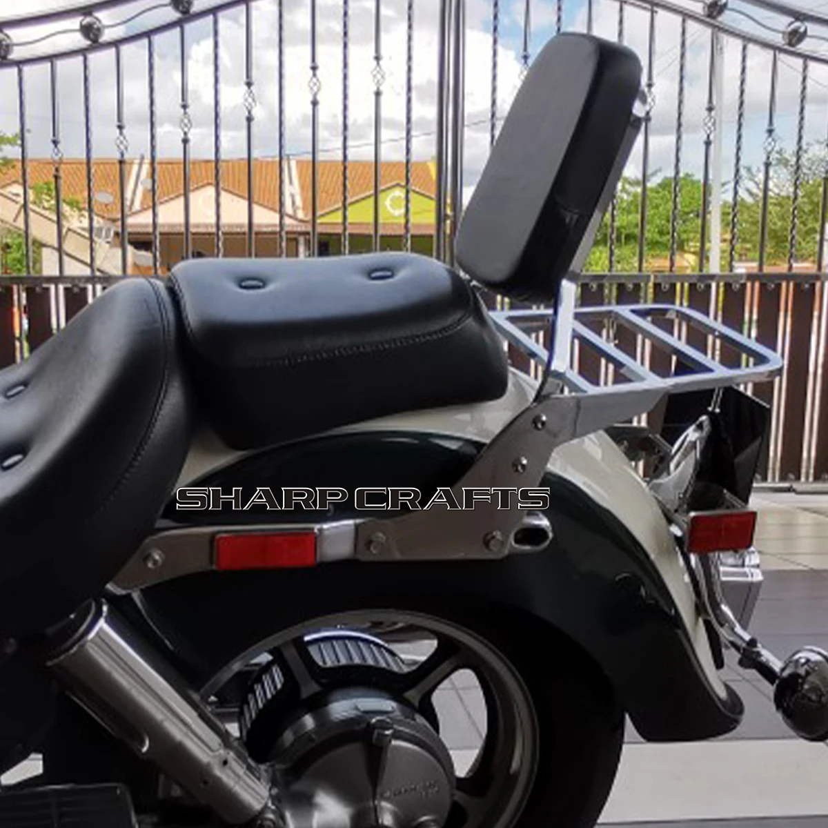 Sissy Bar With Luggage Rack & Backrest For Honda Shadow VT1100 Sabre & ACE - Universal Fit With Pad - View #2