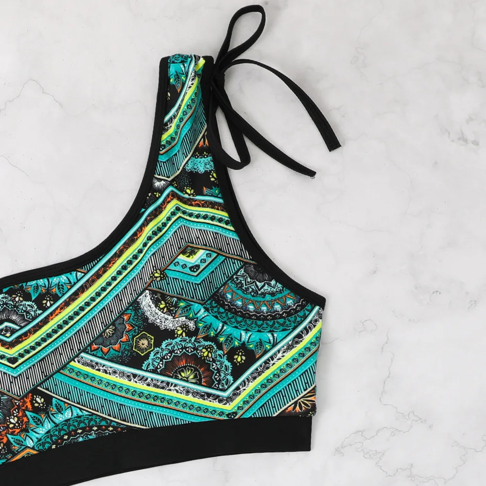 Sexy One Shoulder High Waist Bikini 2024 Women Swimsuit Female Swimwear Thong Bikinis Brazilian Vintage Bathing Suit Biquini