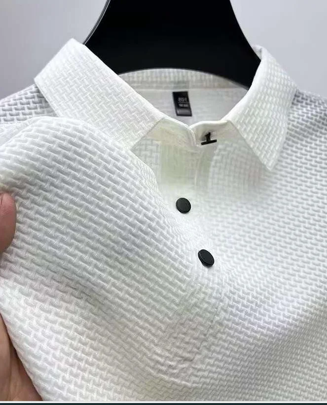Summer New Men's Short Sleeve T-shirt Cool and Breathable POLO Shirt Business Casual Sweat-absorbing Top