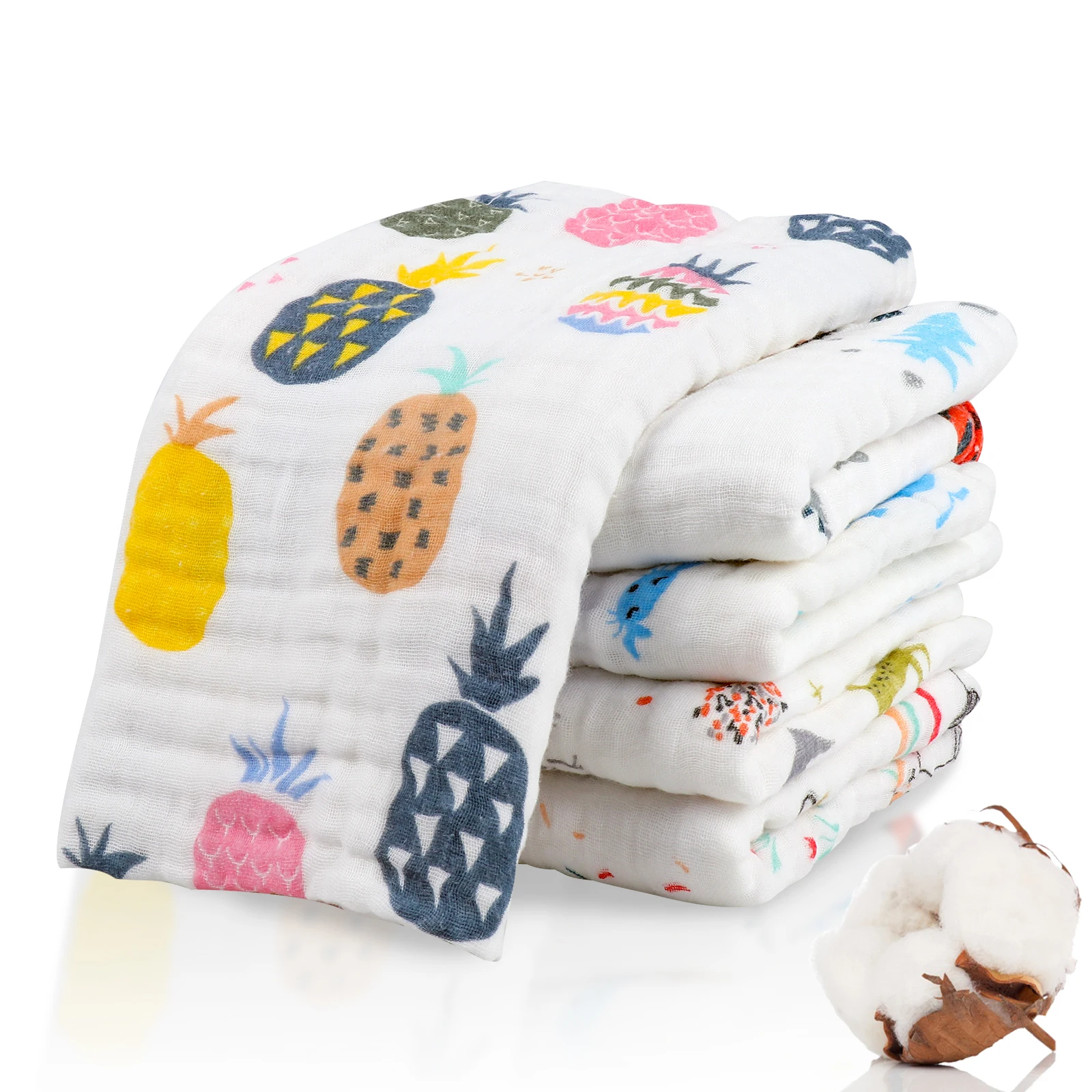 5pcs Baby Muslin Squares 70x70cm Muslin Cloths for Baby 6 Layer Super Soft and Absorbent Face Cloths