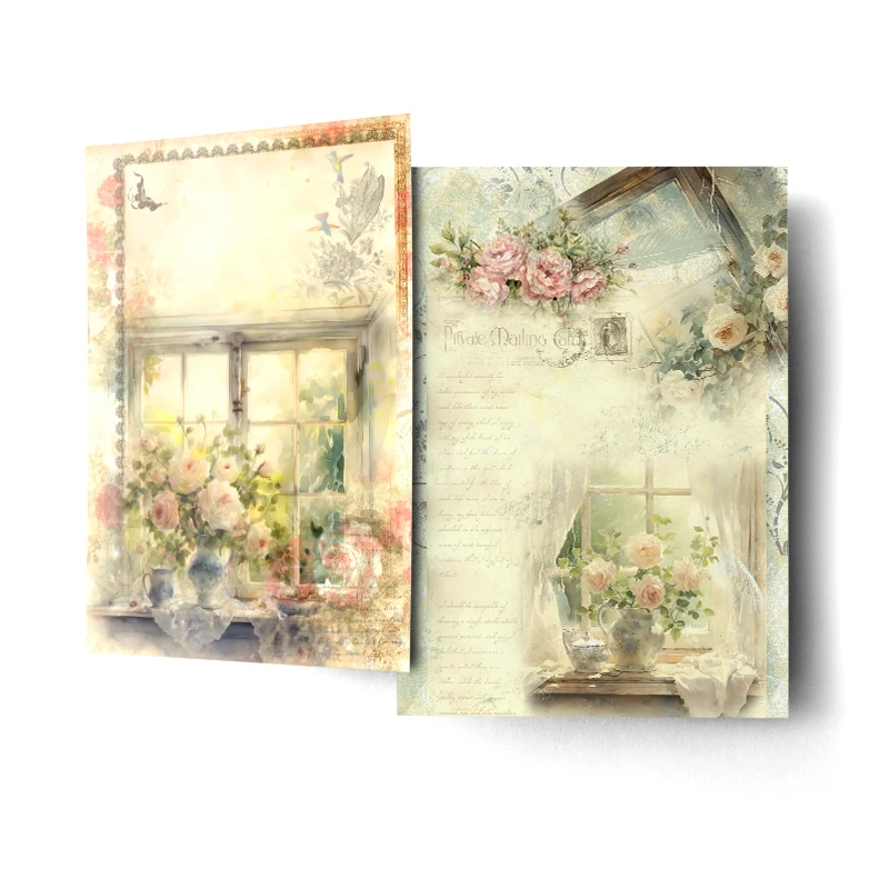 레트로 DIY 빈티지 정크 저널 공예 스크랩북 장식 종이, 오리지널 디자인 창 세계, 쌀 종이, S24031201, 8 개