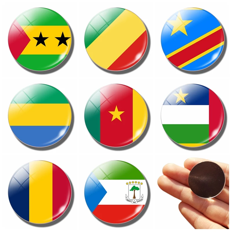 Fridge Magnets Countries Flag Chad Central Africa Cameroon Equatorial Guinea Gabon Congo Sao Tome and Principe Magnetic Stickers