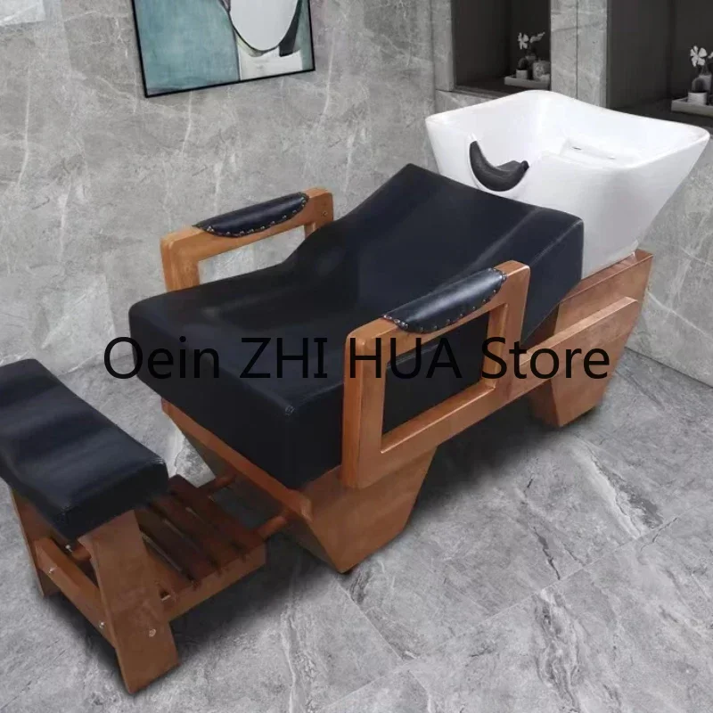 Nourishing Hair Integrated Shampoo Chair Cephalotherapy Fumigation Solid Wood Pottery Shampoo Chair Massageador Furniture QF50SC lounge dedicated hampoo chair fumigation cephalotherapy cosmetology thai shampoo chair massageador barbeiro furniture qf50sc