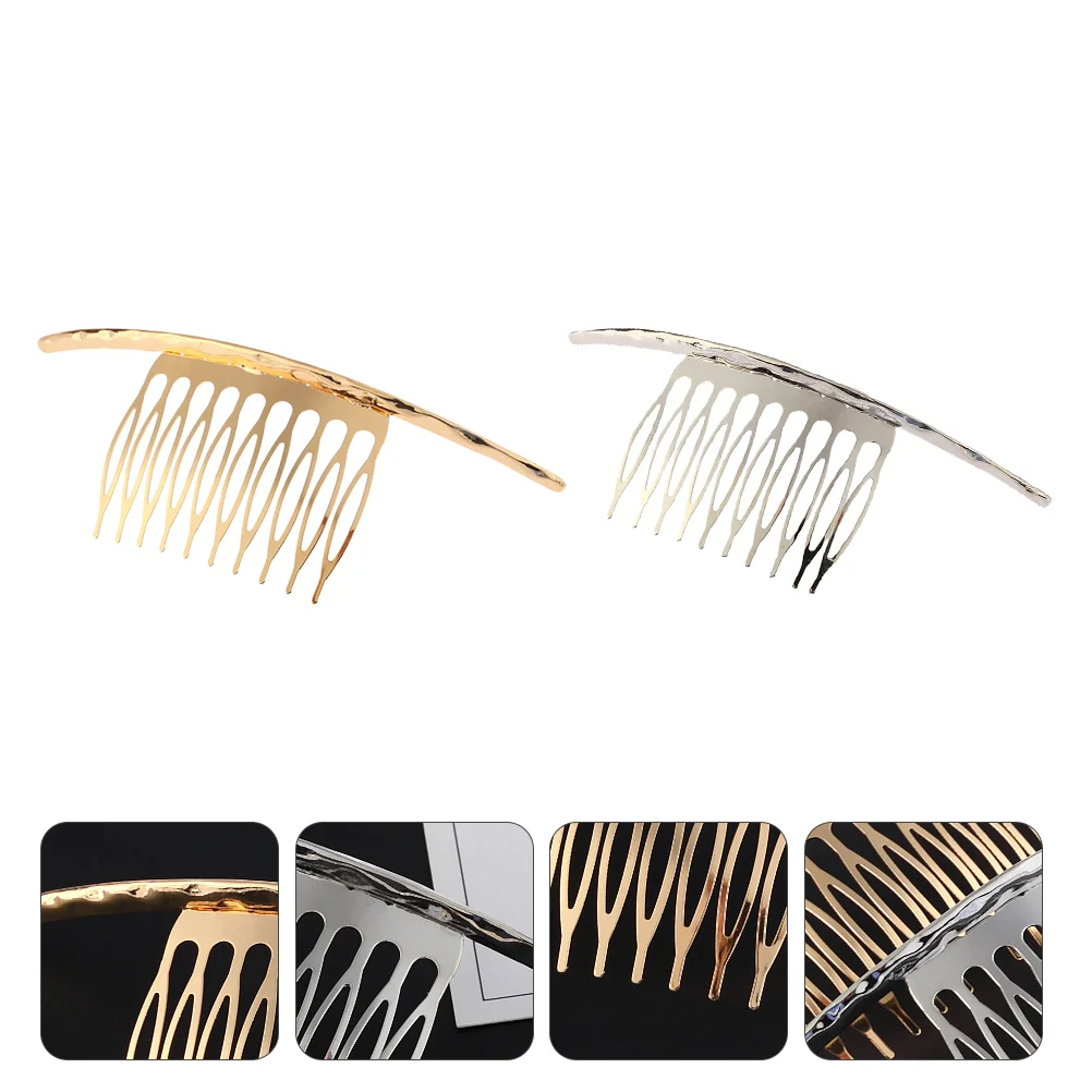 

2 Pcs Straight Hair Comb Clip Clips Rhinestones Modeling Side Clamp Girl's Headdress Chic Alloy Women's Pins