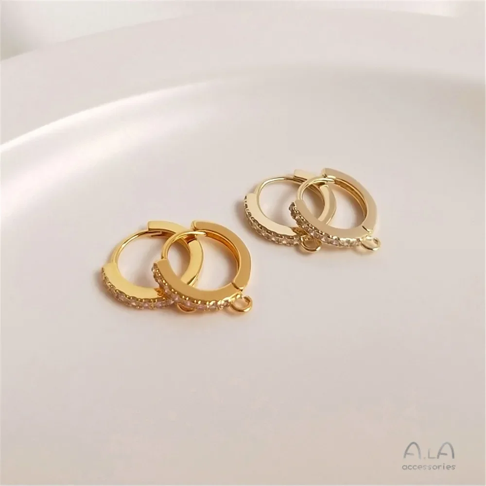 

Серьги-кольца из циркония с медным покрытием 14 к, инкрустированные настоящим золотом 18 К с подъемной пряжкой, аксессуары для рукоделия