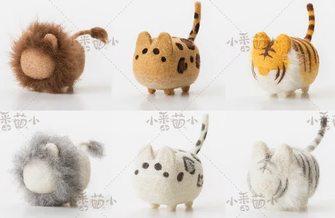 No face series cartoon animal set wool needlepoint kit wool felt needle felting decoration craft needlecraft DIY handmade