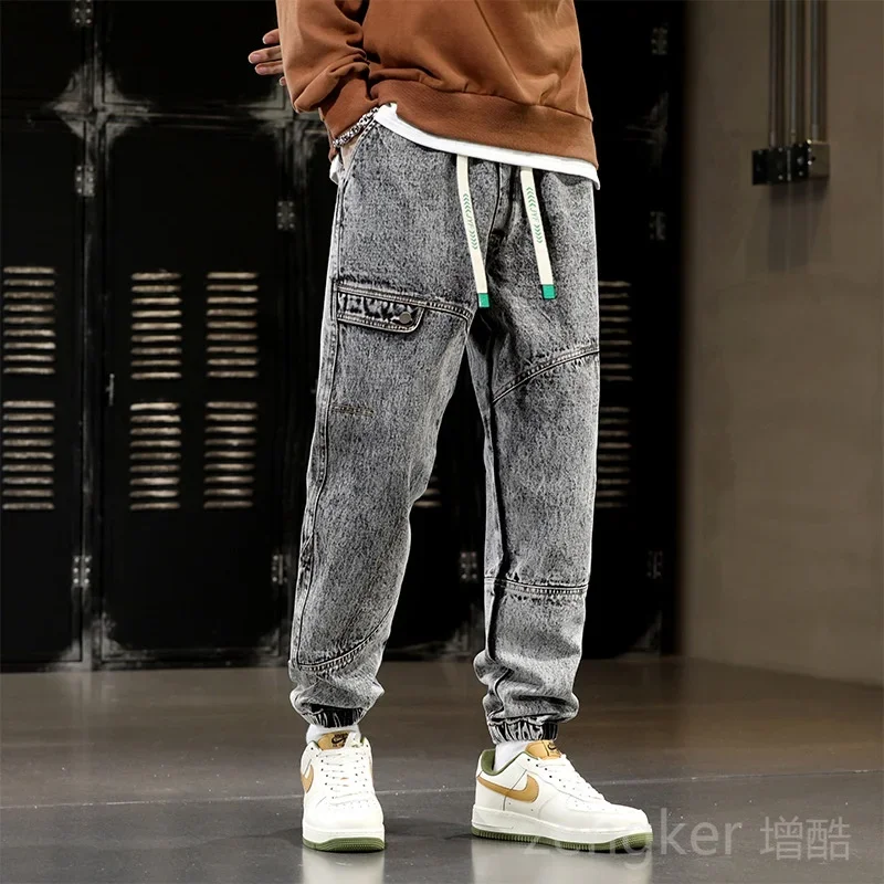 남성용 신축성 허리 플러스 사이즈 청바지, 7XL, 6XL, 타이드 스트레이트, 느슨한 바지, 와이드 레그, 8XL, 헐렁한 청바지, 용수철 신제품