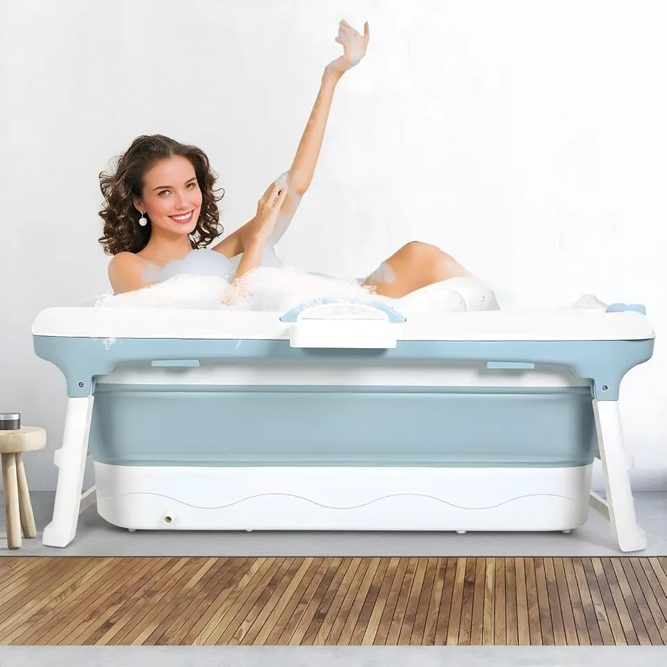 Portable Folding Bathtub with Ergonomic Backrest