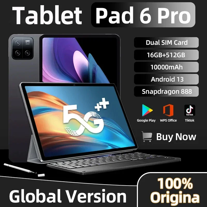 Pad 6 Pro-tableta PC Original, versión Global, Snapdragon 888, 10000mAh, Android 13, 11 pulgadas, 16GB + 1024GB, 5G, HD, 4K, WIFI, Mi