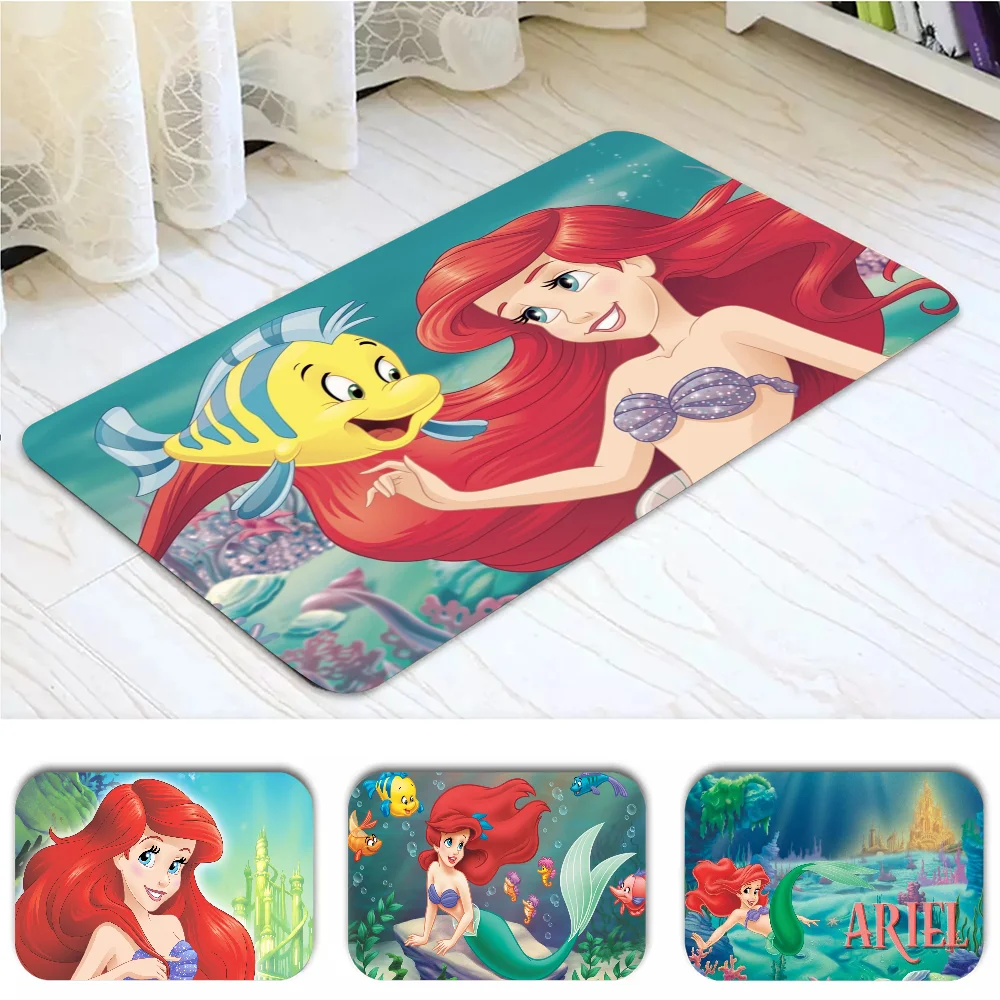 

Little M-Mermaid Floor Mat Graphic Printed Flannel Doormats For Bathroom Kitchen Entrance Carpet Home Decor