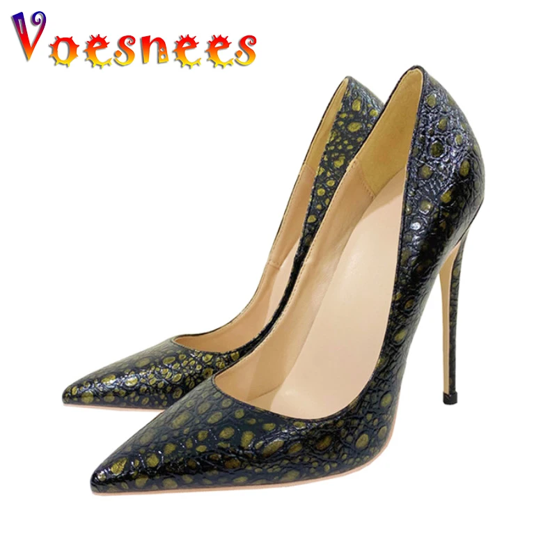 

Sexy Snakeskin Pattern Women's Single Shoes Fashion Embossed 12CM High Heels Europe And America Style Club Party Stiletto Pumps