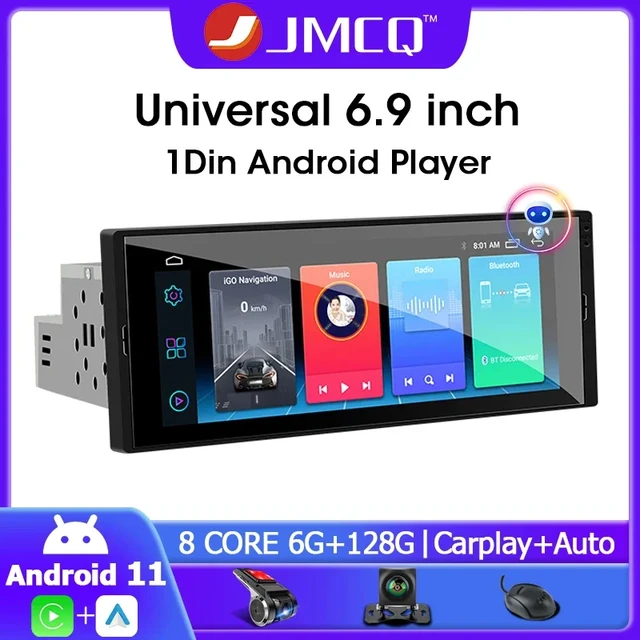 1 Din Android 10.0 Universal Auto Radio 6,9 pouces écran tactile multimédia  lecteur voiture stéréo vidéo GPS navigation ips écran DVD